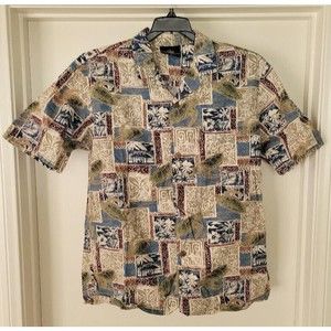 Royal Creations Hawaiian Shirt Size Large Button Down Sea Turtles Made in Hawaii